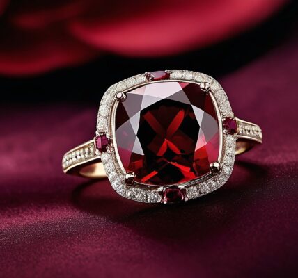 A Stunning Photograph Captures A Radiant Garnet Gemstone, Bathed In Soft, Natural Light. Its Deep Crimson Hues Shimmer With An Almost Otherworldly Glow, Reminiscent Of Renaissance Art. Intricate Facets Reflect A Spectrum Of Colors, From Fiery Reds To Subtle Purples. The Garnet Rests On A Backdrop Of Velvet, Enhancing Its Rich Tones And Regal Allure. The Image Exudes A Sense Of Timeless Elegance And Vivid Color, Inviting Viewers To Marvel At Its Beauty.