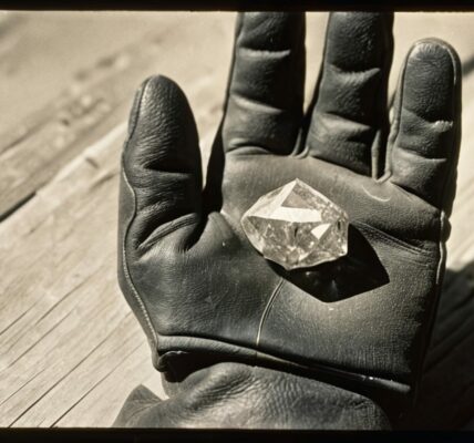 An Image Of A Rough Diamond On A Miner'S Glove.