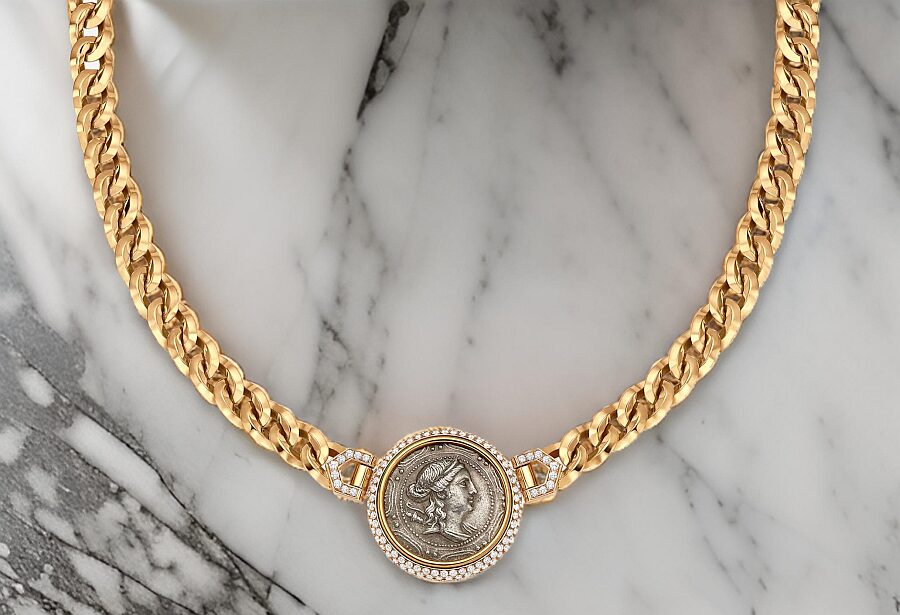 Ai Recreation Of A Bulgair Moneti Necklace In Gold And Diamonds